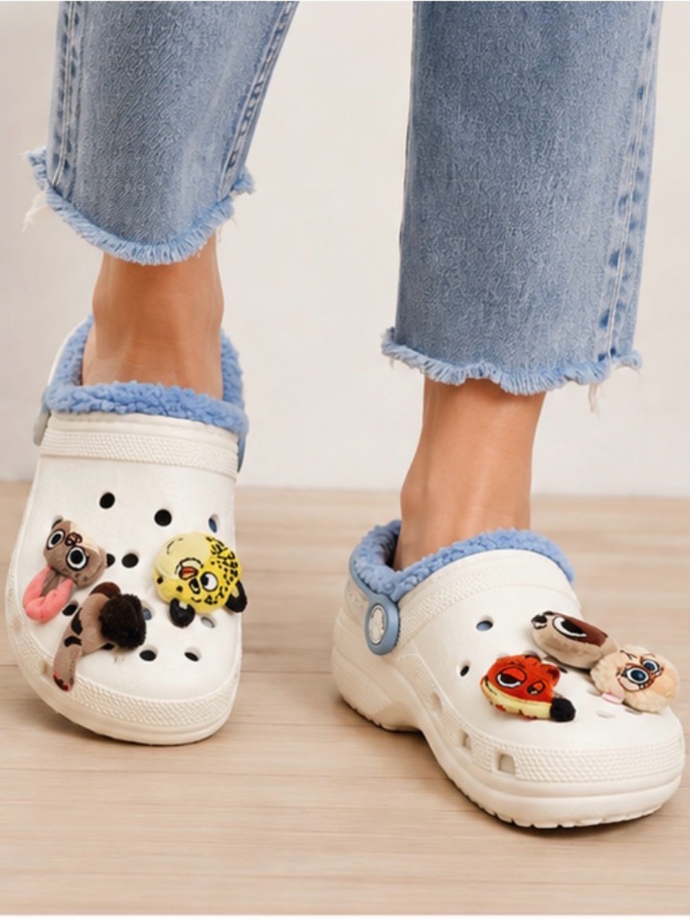 Crocs Zootopia Classic Platform Clogs Blue Lining Character Charms Sz 10 cozy - Picture 2 of 11